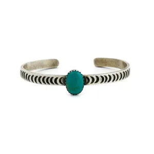 Slim "P. Livingston" Navajo Bangle Cuff x Blue Turquoise