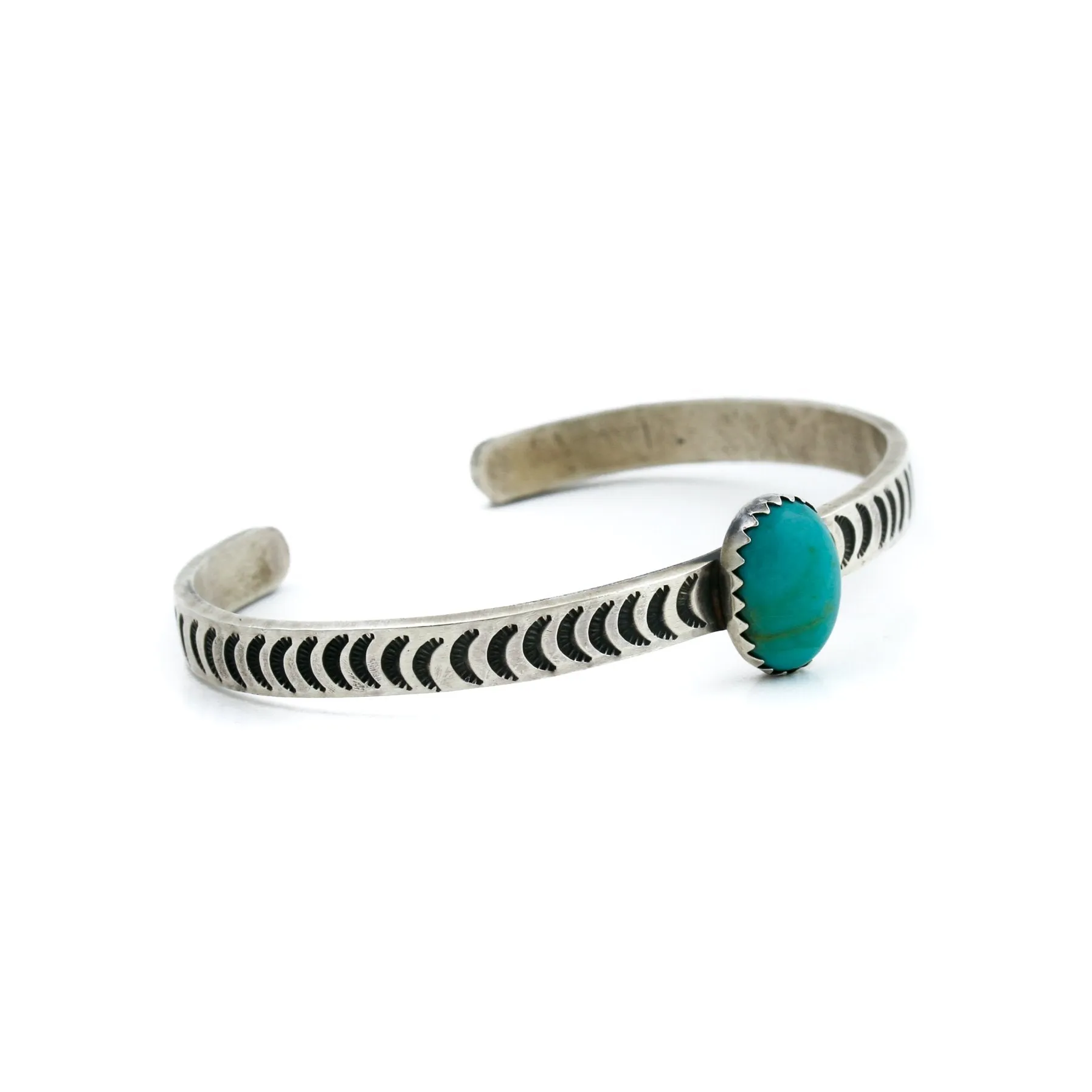 Slim "P. Livingston" Navajo Bangle Cuff x Blue Turquoise