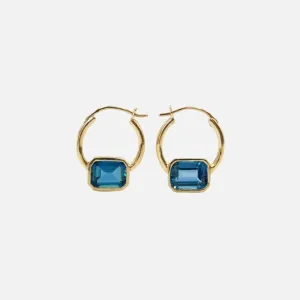 Small Bezel Hoops with London Blue Topaz