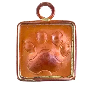 Small Rustic Copper Paw Print Charm for Cats or Dogs