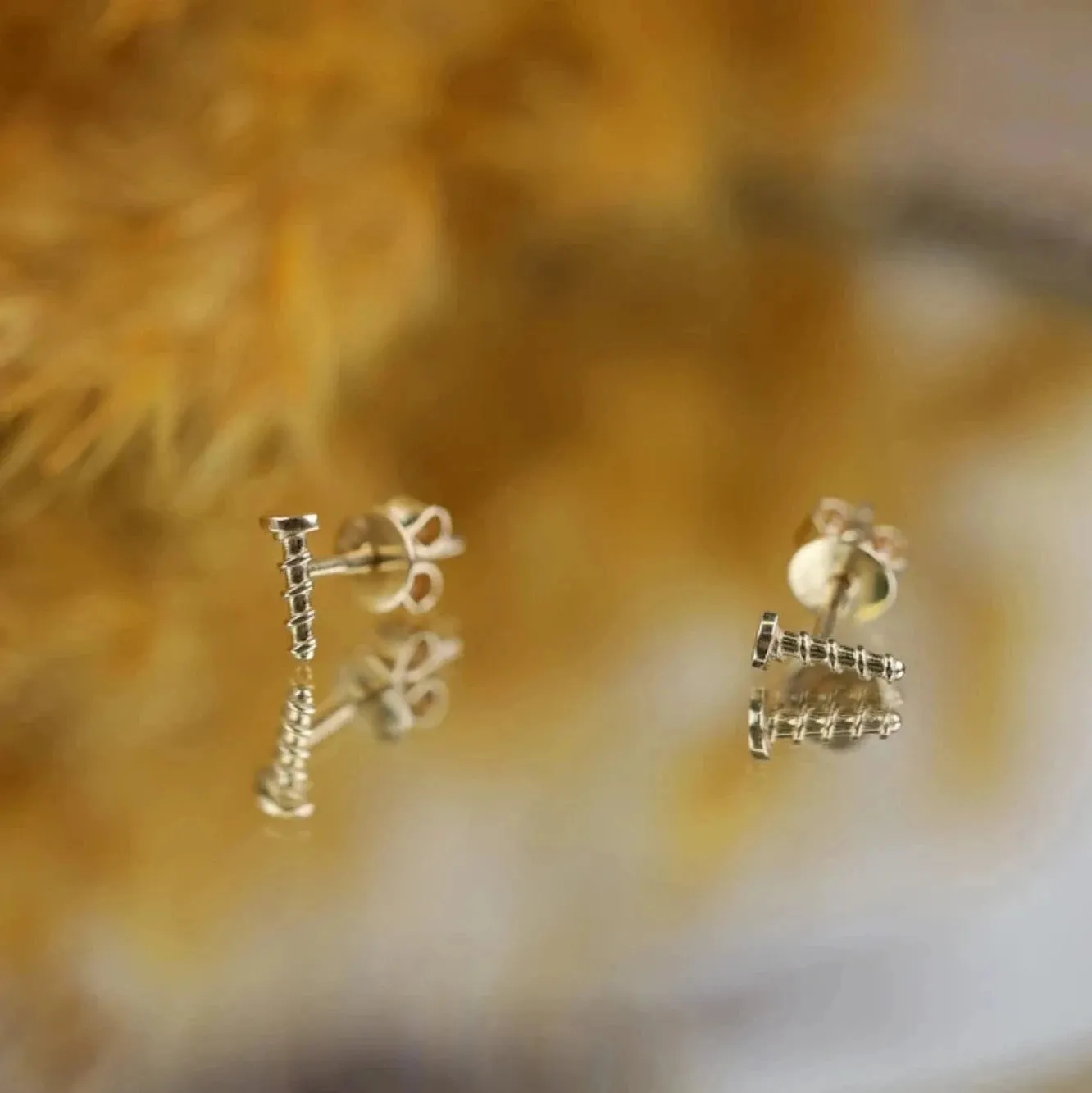 Solid Gold Mini Screw Studs, Zahira