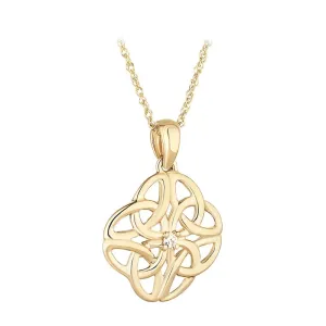 Solvar 10K. Celtic Knot CZ Necklace