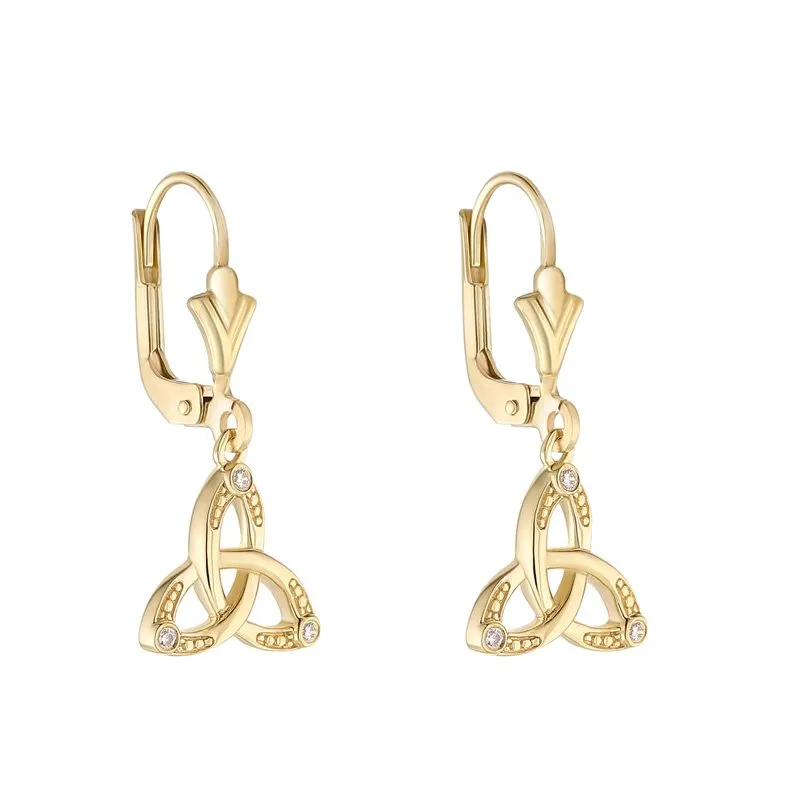 Solvar 10k CZ Trinity Knot Drop Earrings