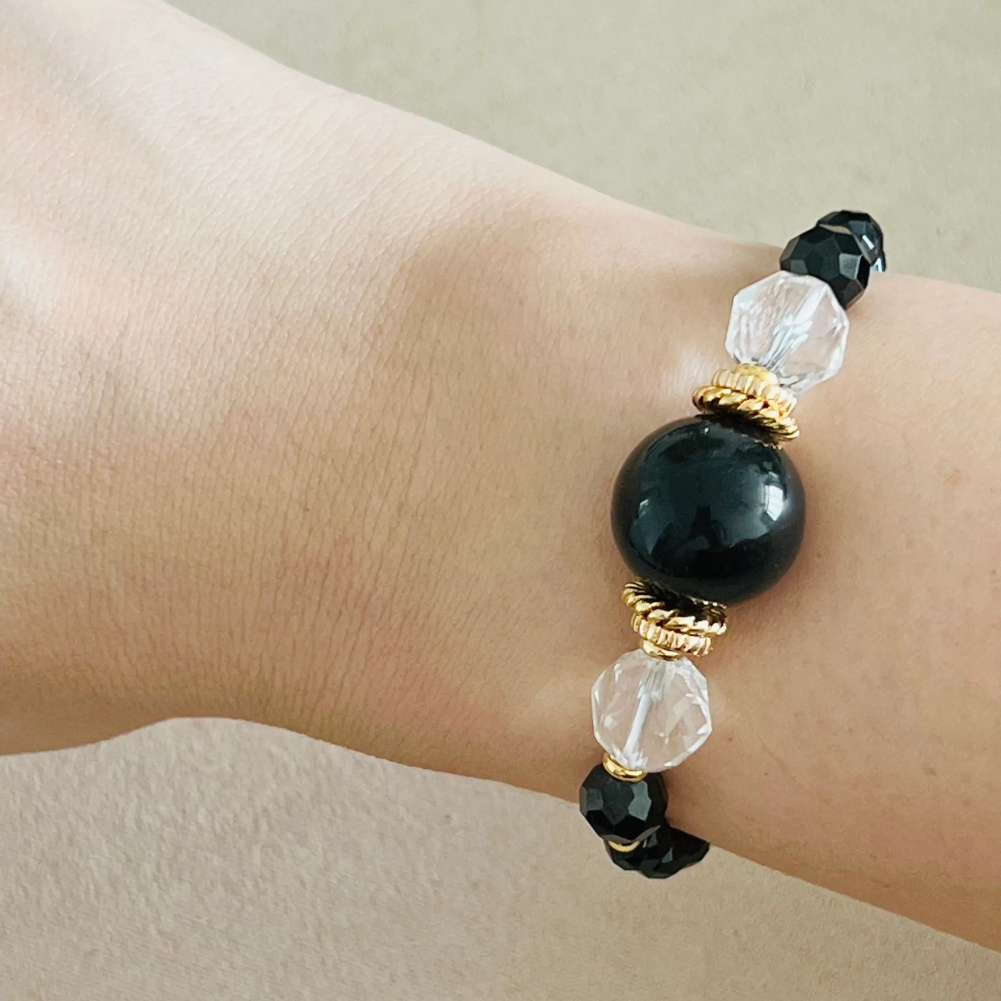 Sparkly Shungite & Black Spinels Bracelet