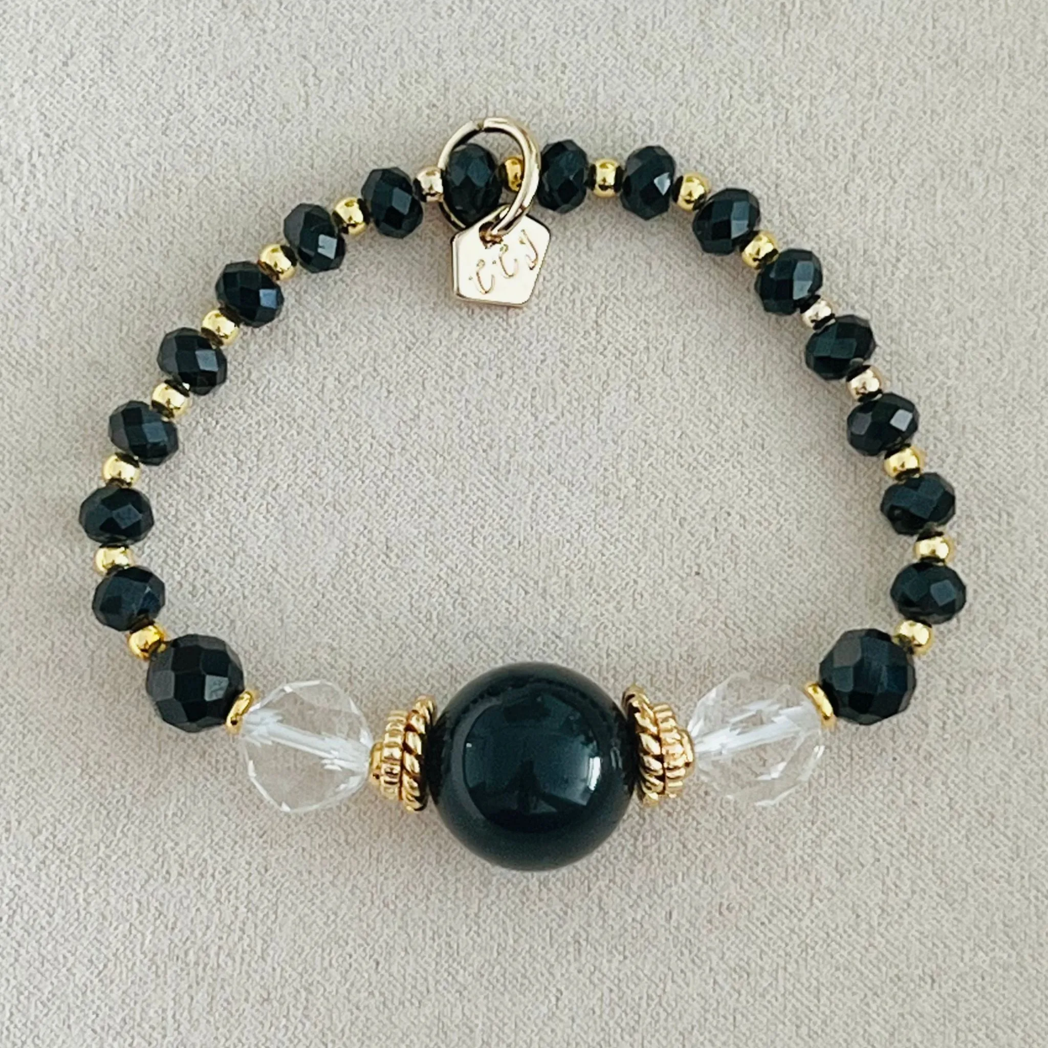 Sparkly Shungite & Black Spinels Bracelet