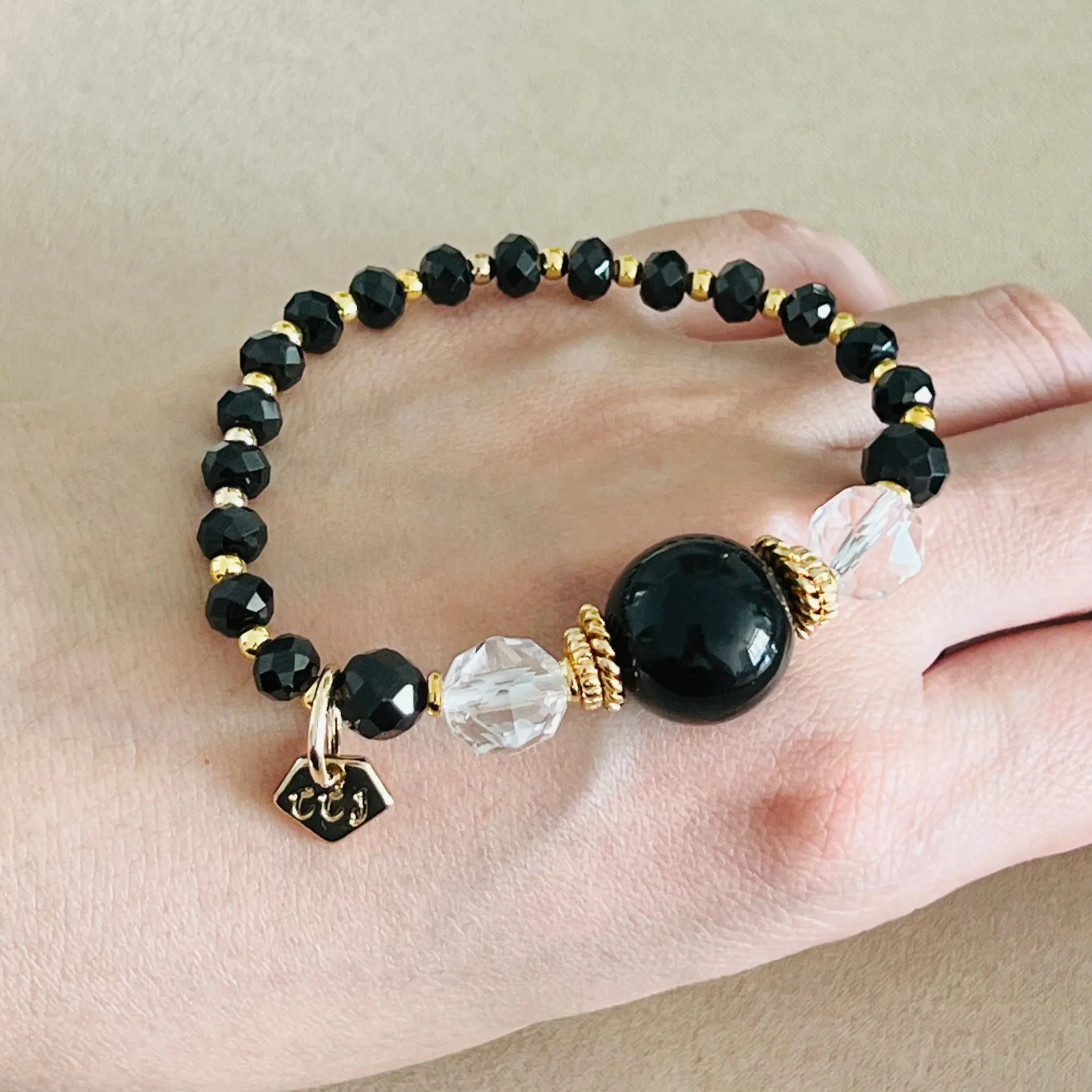 Sparkly Shungite & Black Spinels Bracelet