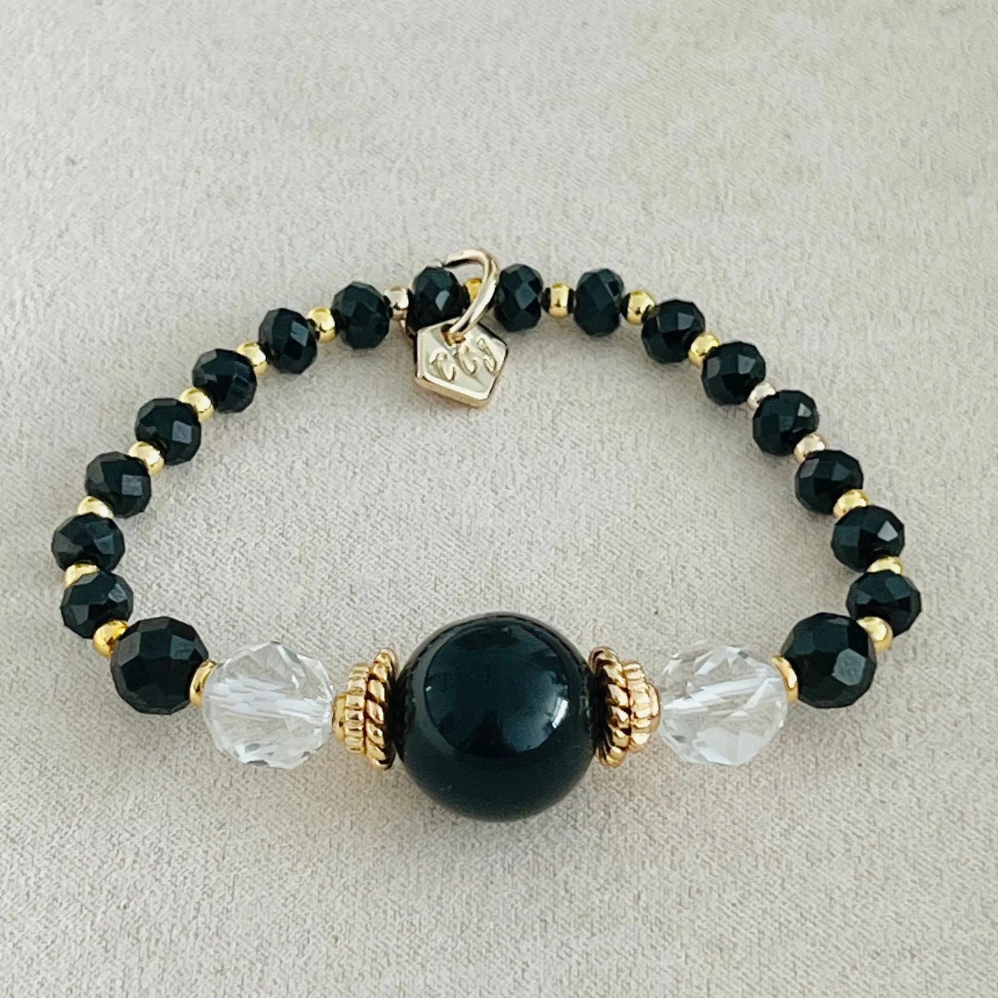 Sparkly Shungite & Black Spinels Bracelet