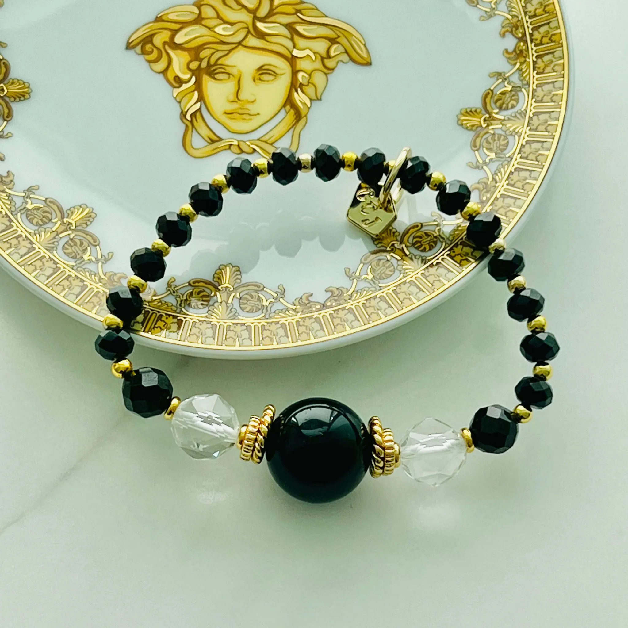 Sparkly Shungite & Black Spinels Bracelet