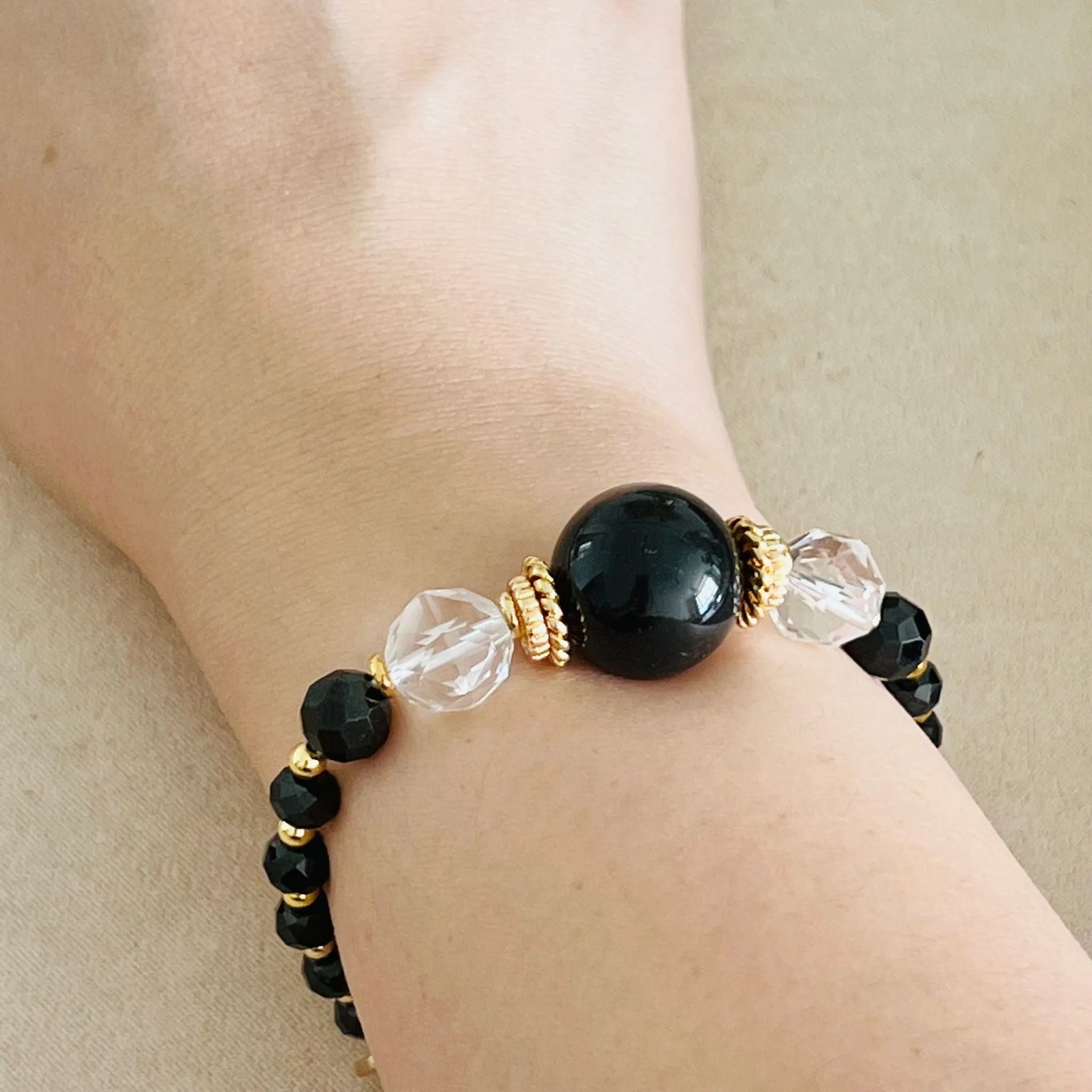 Sparkly Shungite & Black Spinels Bracelet