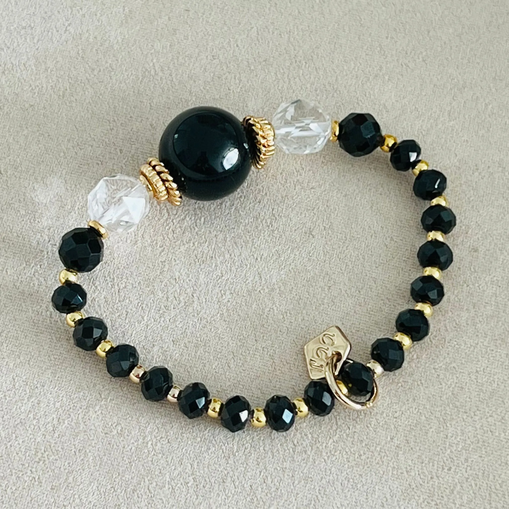 Sparkly Shungite & Black Spinels Bracelet