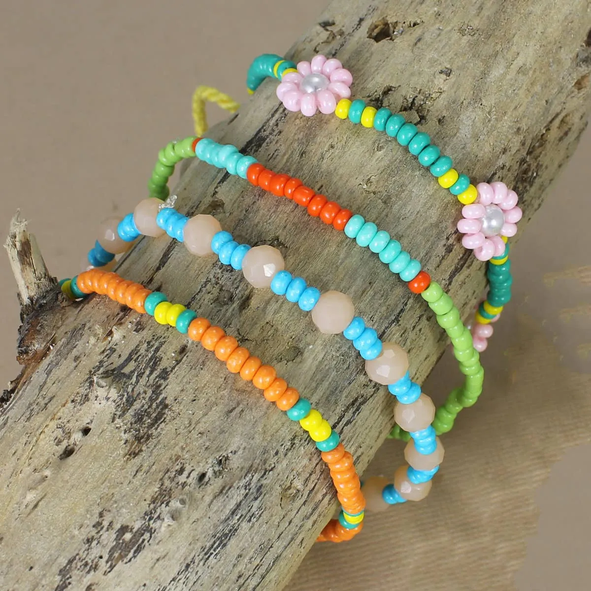 Spring Softness Beaded Bracelet Set