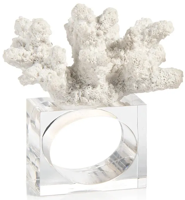 Square-Based White Coral Napkin Rings