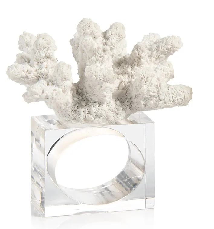 Square-Based White Coral Napkin Rings