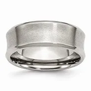 Stainless Steel Beveled Edge Concave 8mm Brushed Wedding Band Ring