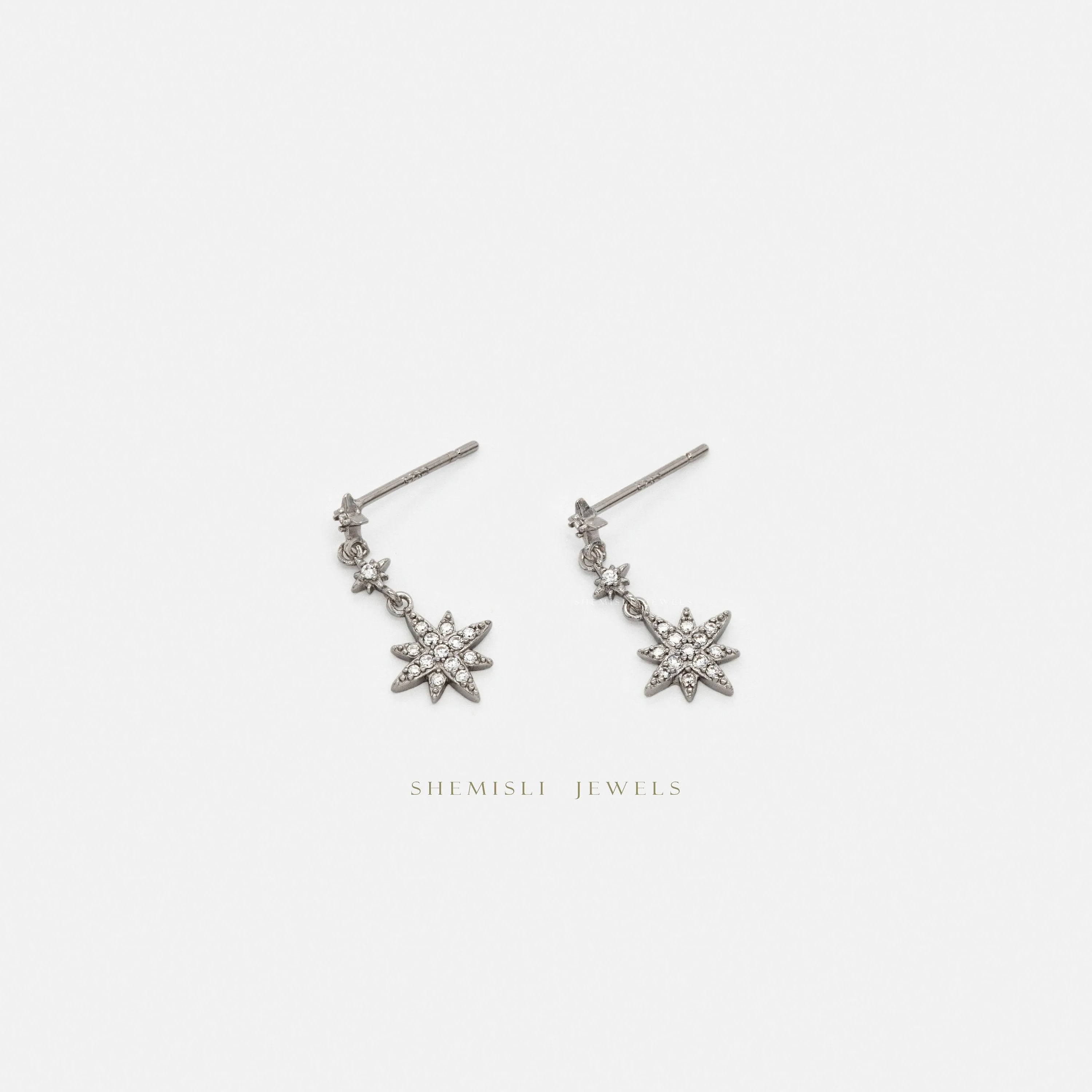 Star Earrings, Celestial Dangle Earrings, Gold, Silver SS172