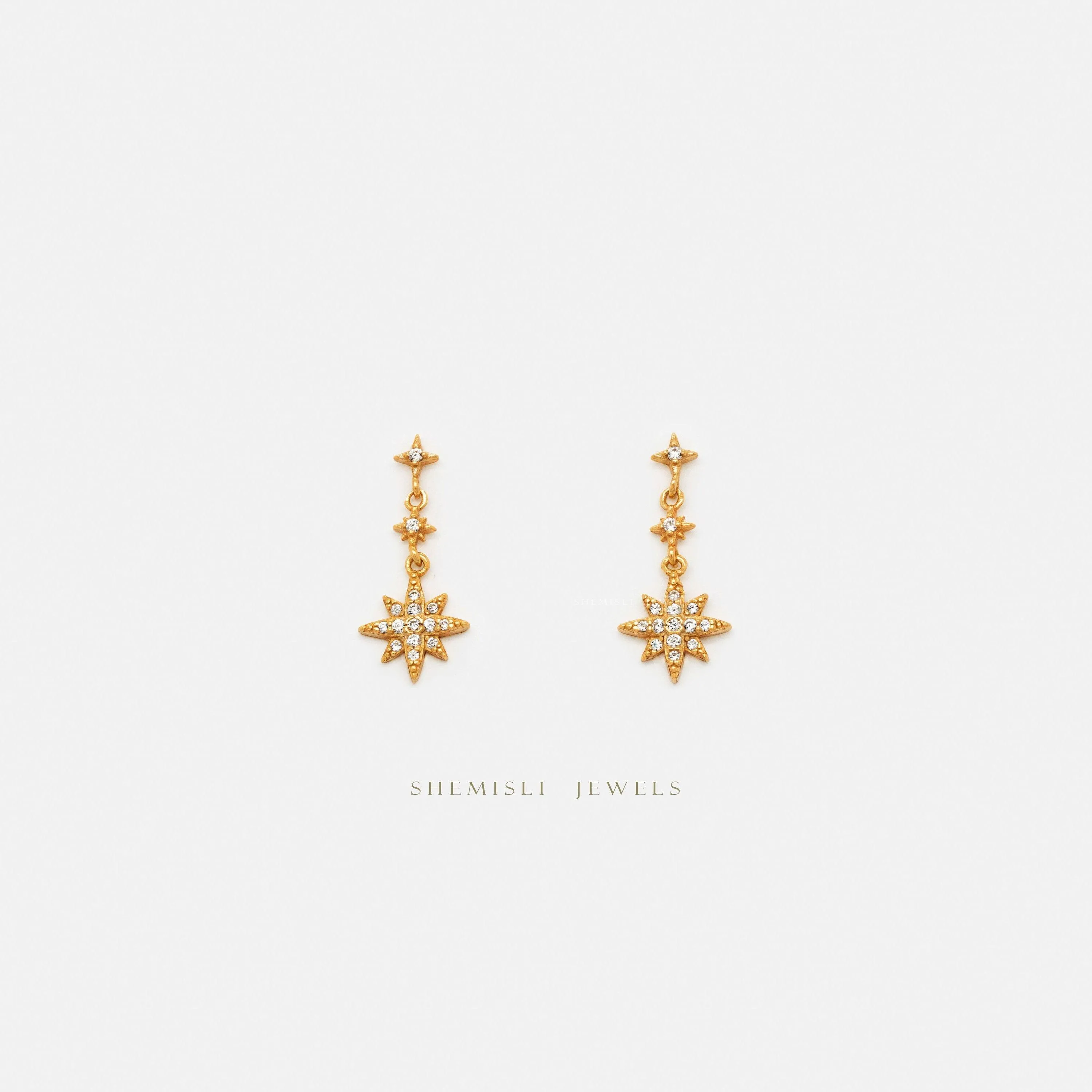 Star Earrings, Celestial Dangle Earrings, Gold, Silver SS172