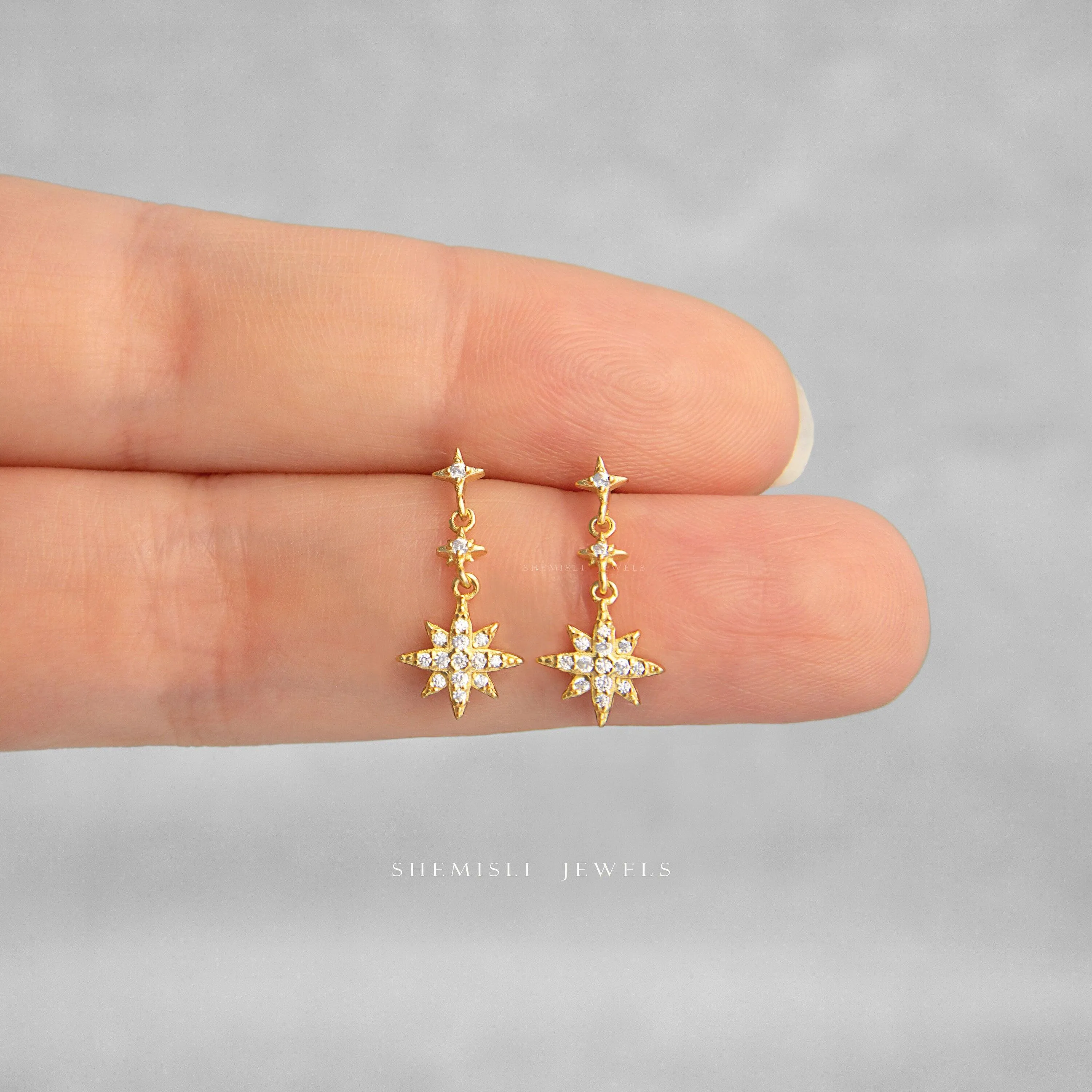 Star Earrings, Celestial Dangle Earrings, Gold, Silver SS172