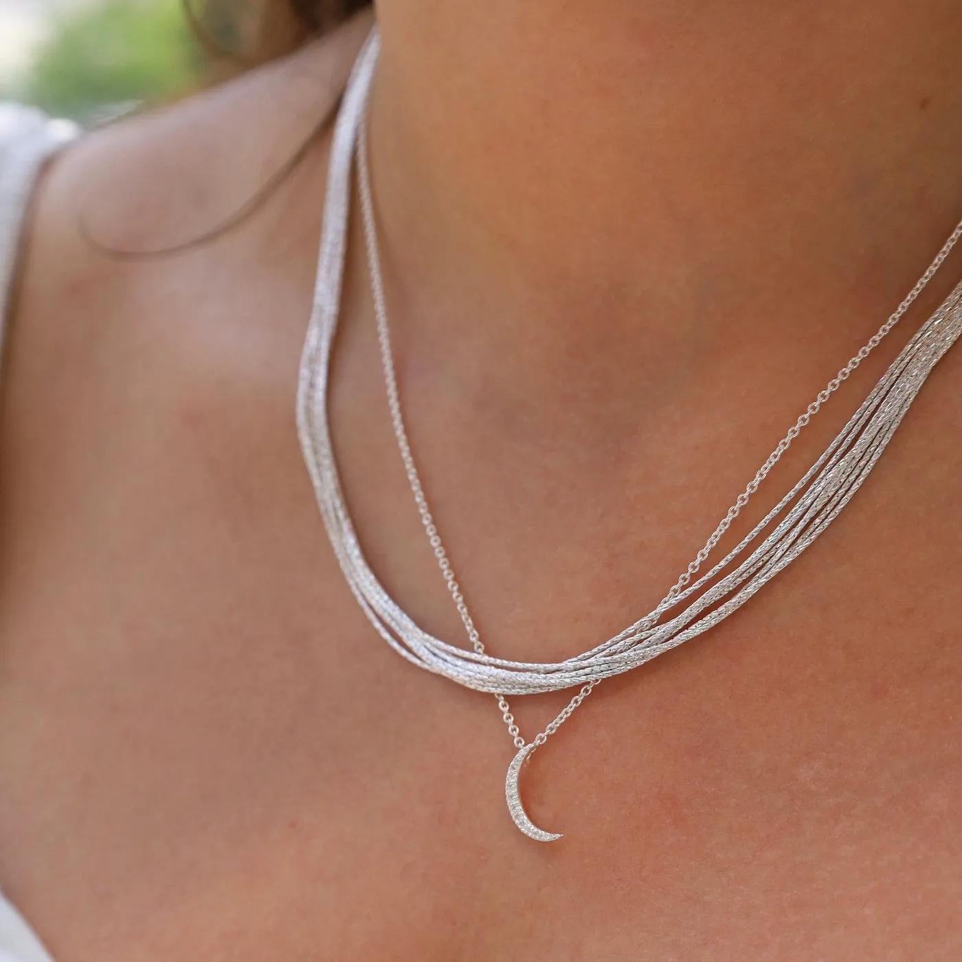 Sterling Silver 7 Strand Sparkle Necklace