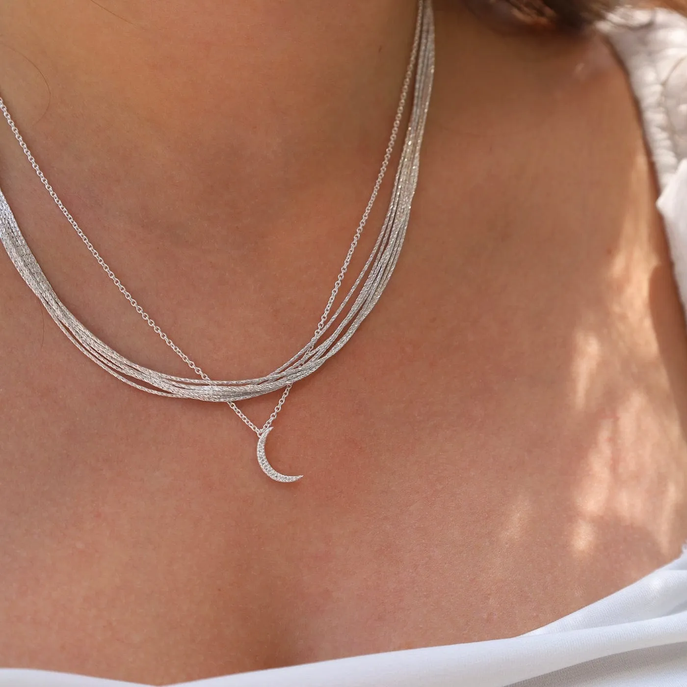 Sterling Silver 7 Strand Sparkle Necklace