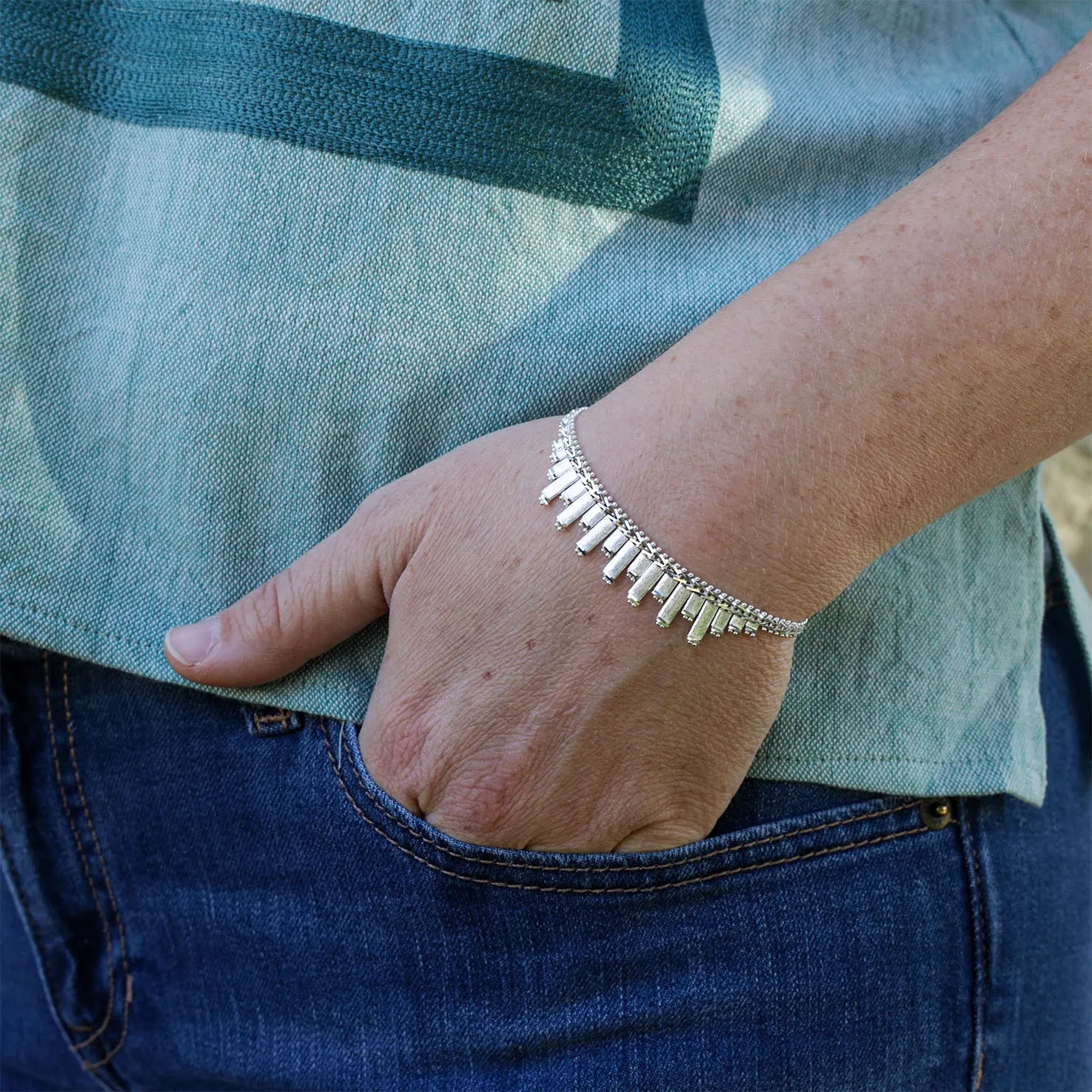 Sterling Silver Boleado Column Bracelet