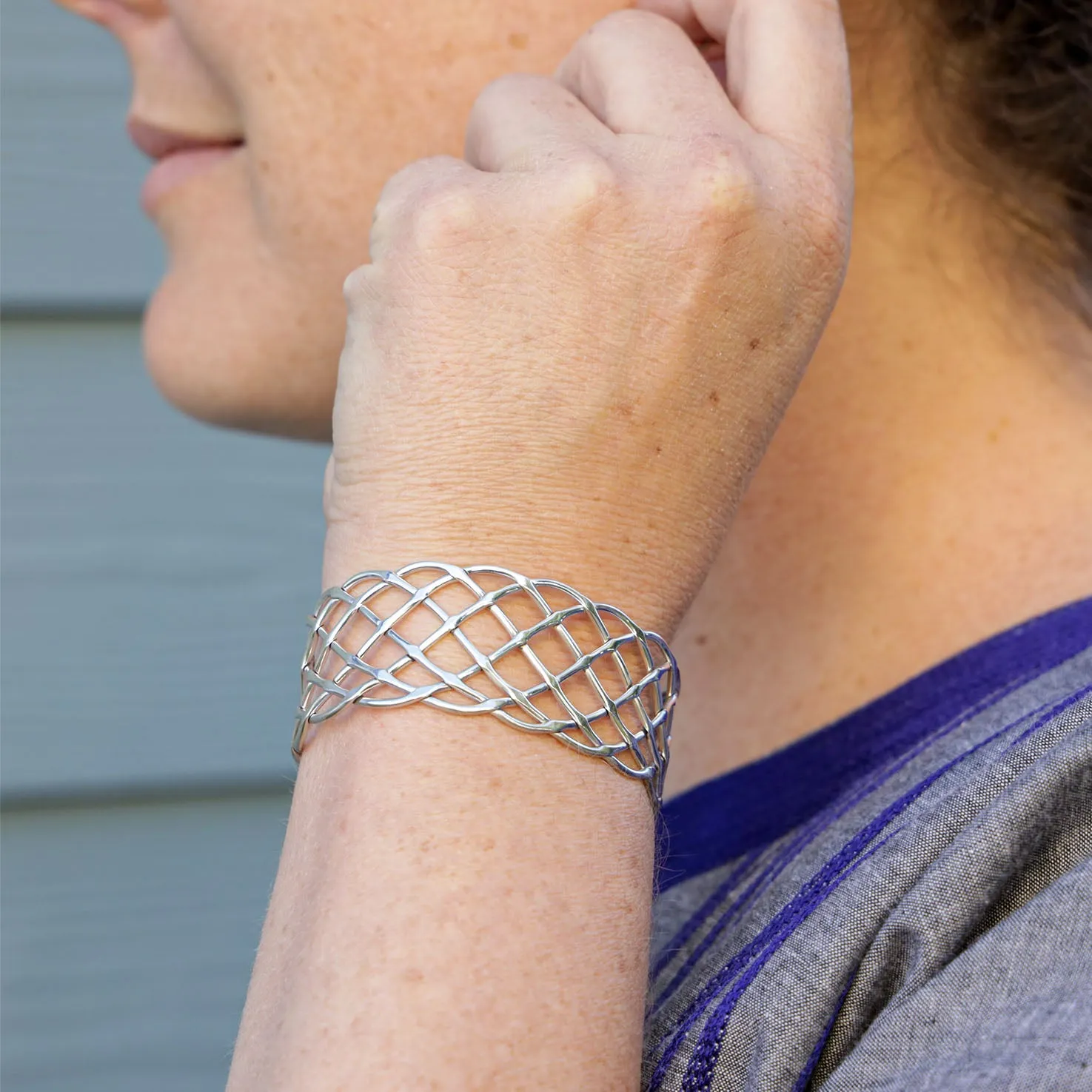 Sterling Silver Entrelazo Cuff Bracelet