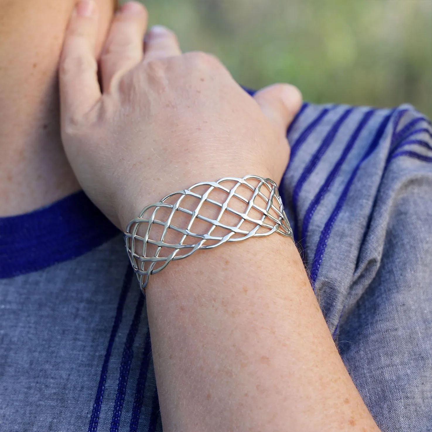 Sterling Silver Entrelazo Cuff Bracelet