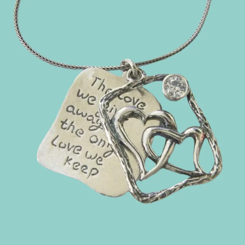 Sterling Silver necklace love message gift, gift for her, gift of love