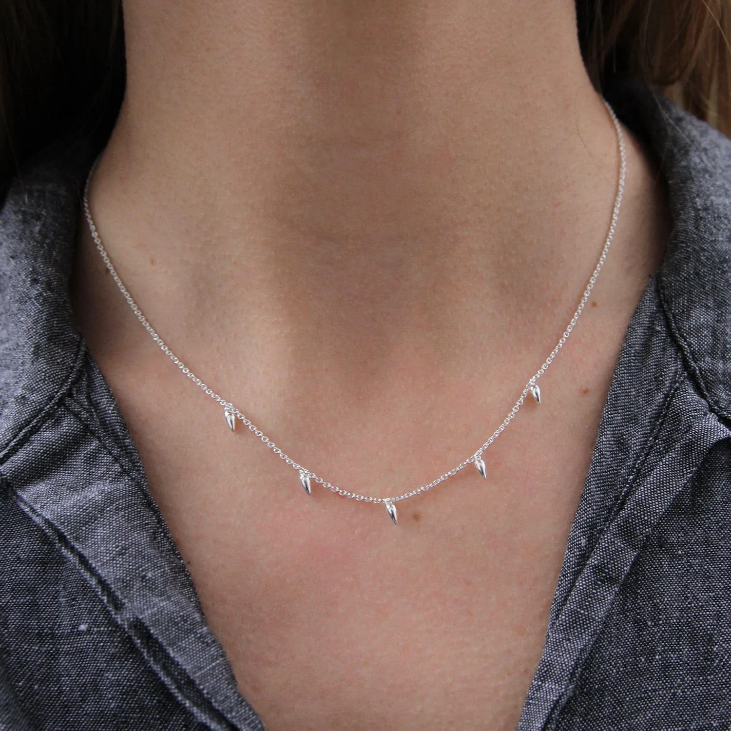 Sterling Silver Tiny Dewdrops Necklace