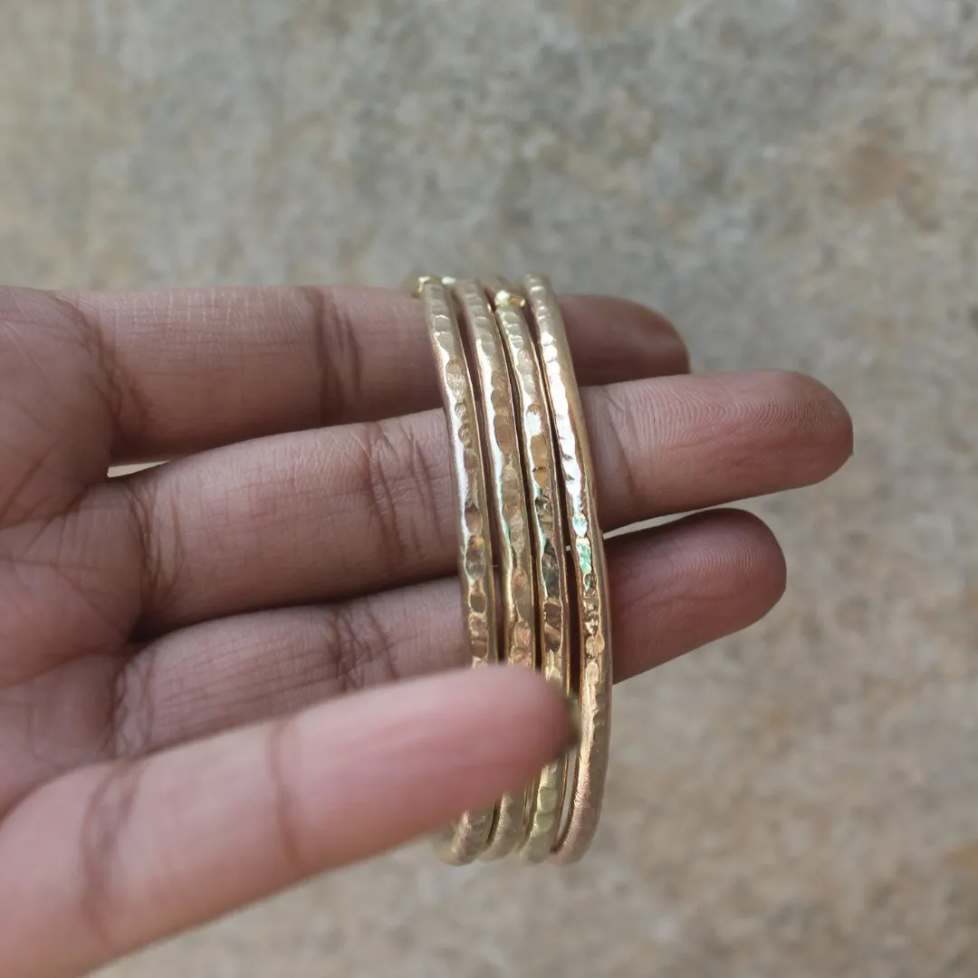 Stippling Brass Bangles- Set of 4