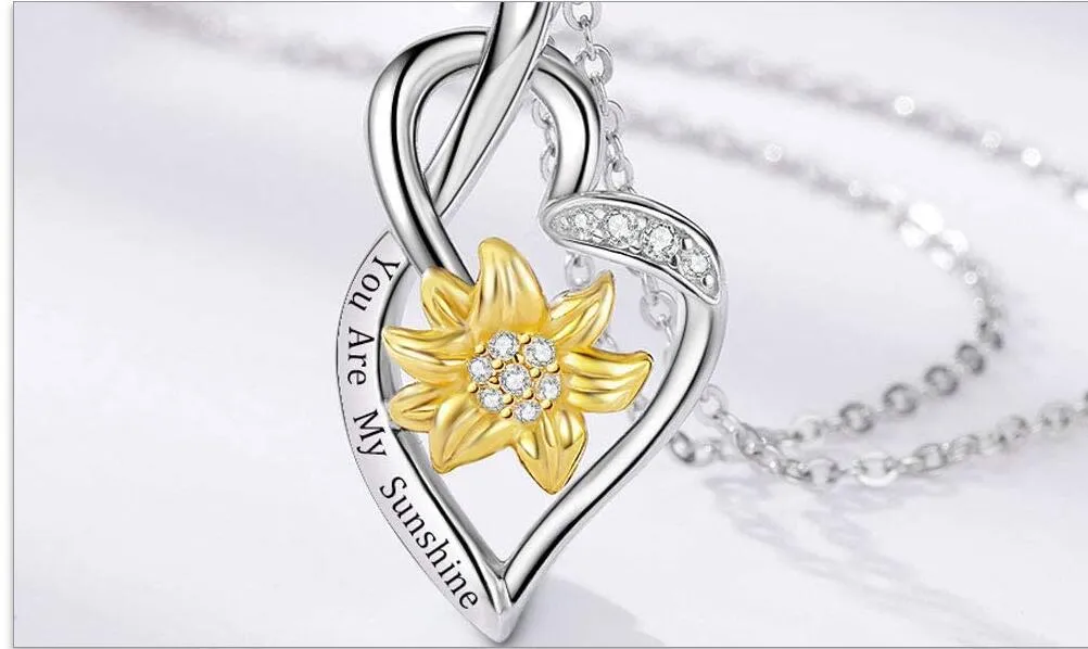 Sunshine Sunflower Pendant necklaces Simple and Elegant Silver Alloy Flower pendant