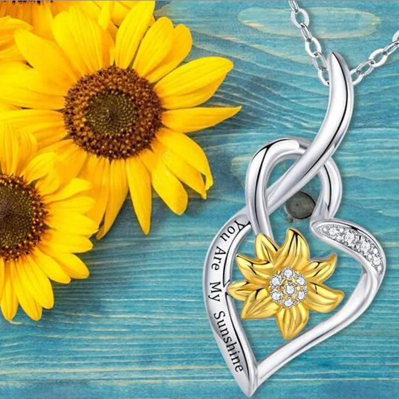 Sunshine Sunflower Pendant necklaces Simple and Elegant Silver Alloy Flower pendant