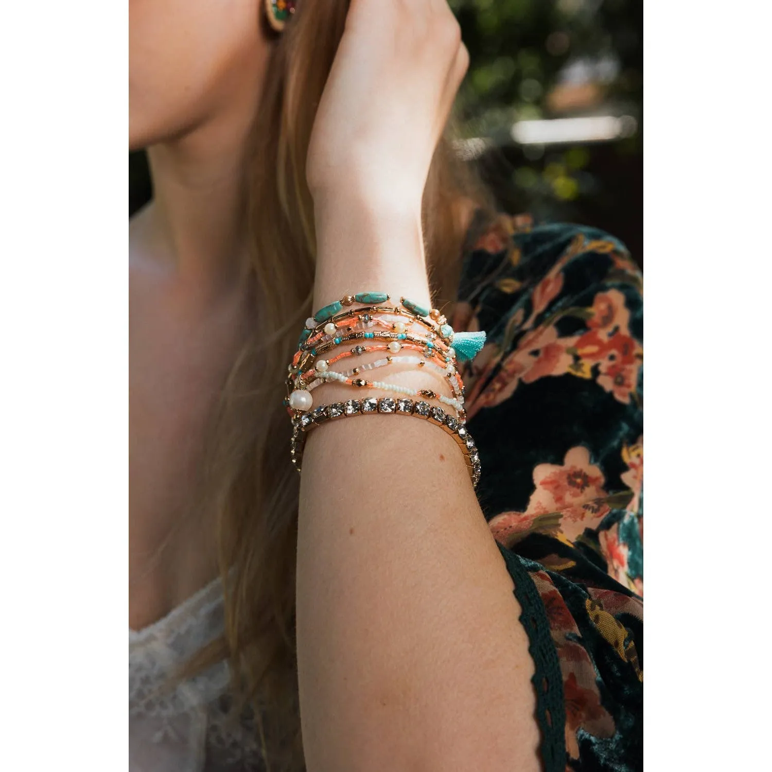 Sweet Pastel Studded Beads Layered Bracelet | Beads and Studs Bohemian Inspired Jewelry