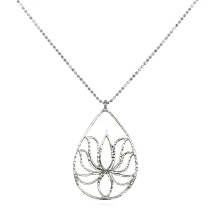 Teardrop Lotus Silver Necklace