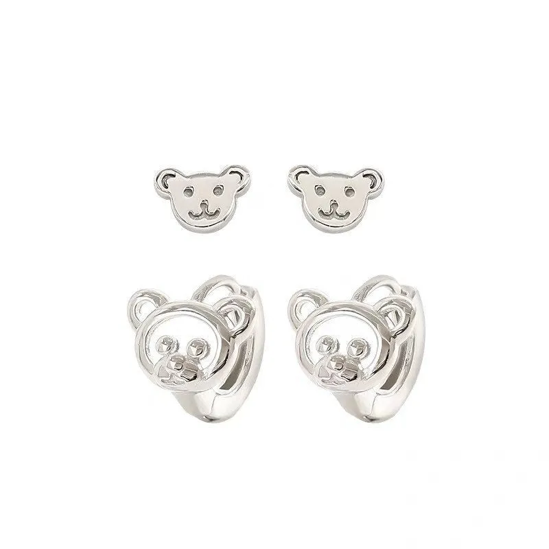 Teddy Bear Earrings| Studs| Teddy Bear Hoops | Sterling Silver| Mismatched earrings| Gifts for kids| Cutest