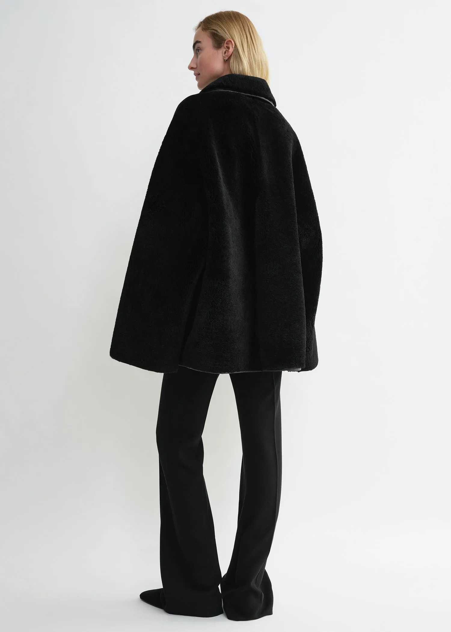 Teddy shearling overshirt jacket black