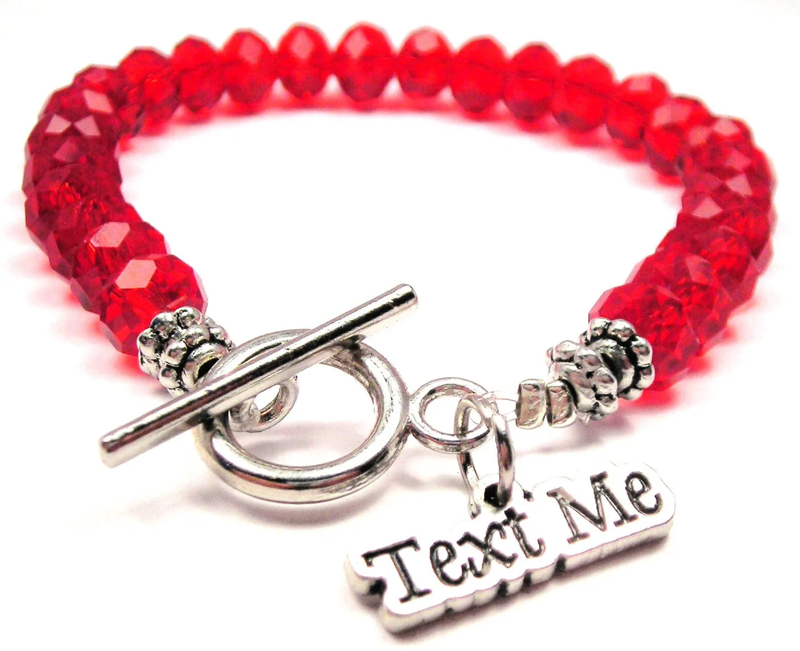 Text Me Crystal Beaded Toggle Style Bracelet