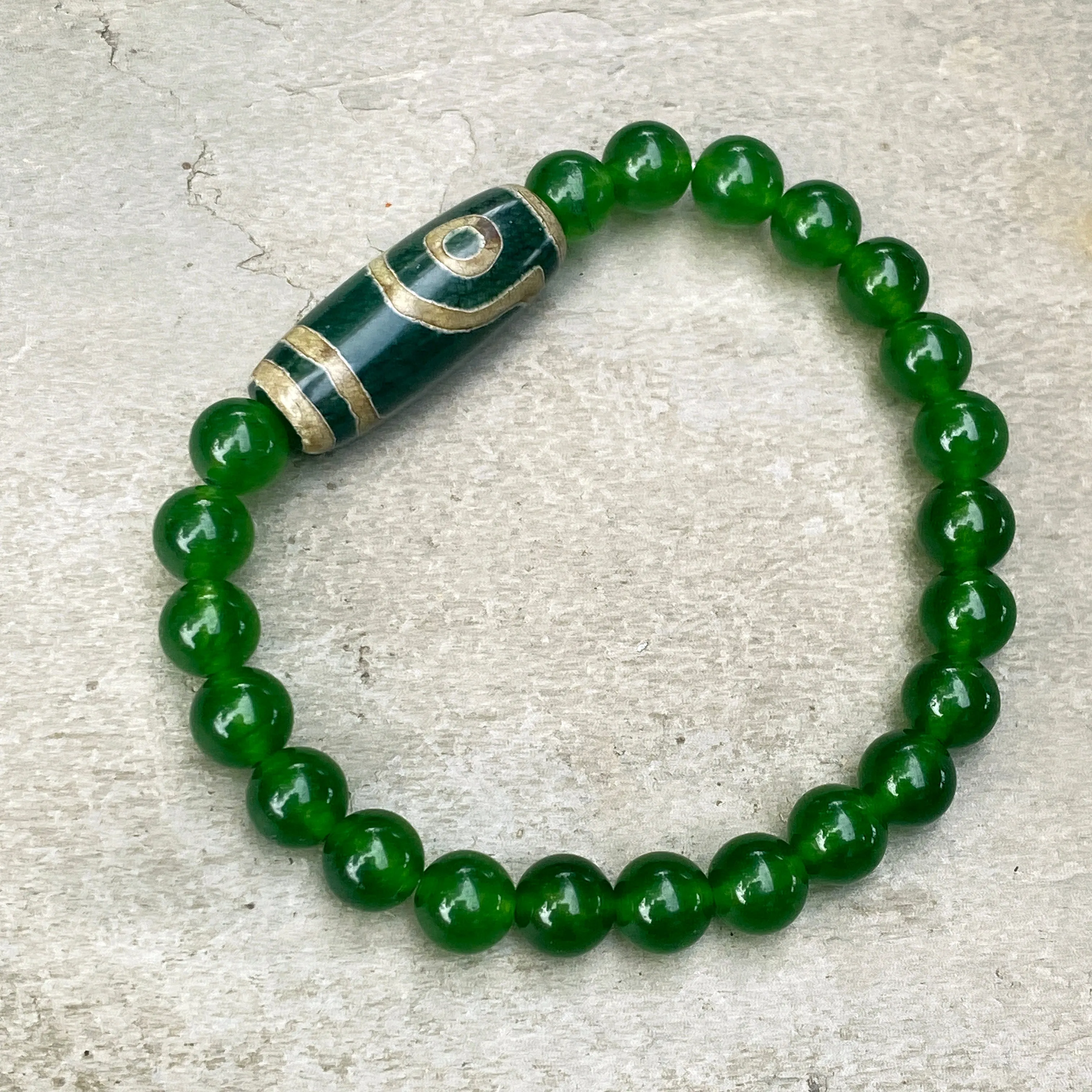 Tibetan Agate and Jade Bracelet