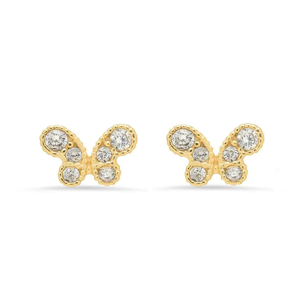 TINY BUTTERFLY STUDS, GOLD