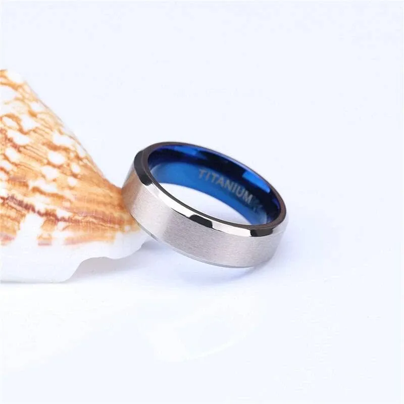 Titanium and Classic Blue Men's Wedding Band