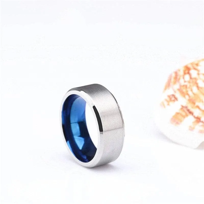 Titanium and Classic Blue Men's Wedding Band