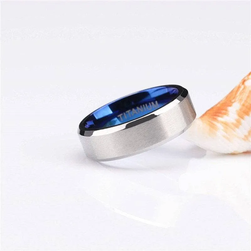 Titanium and Classic Blue Men's Wedding Band