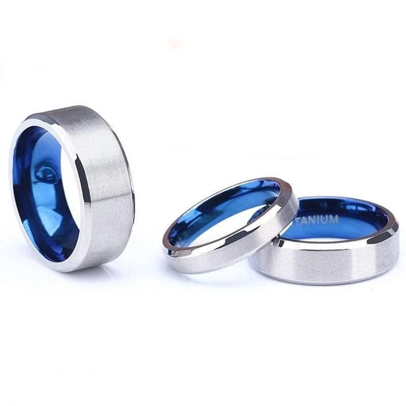 Titanium and Classic Blue Men's Wedding Band