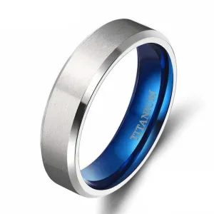 Titanium and Classic Blue Men's Wedding Band