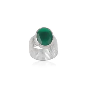 Vama | Avery Ring | Metal-Sterling Silver | Stone-Green Onyx | Finish-Shiny