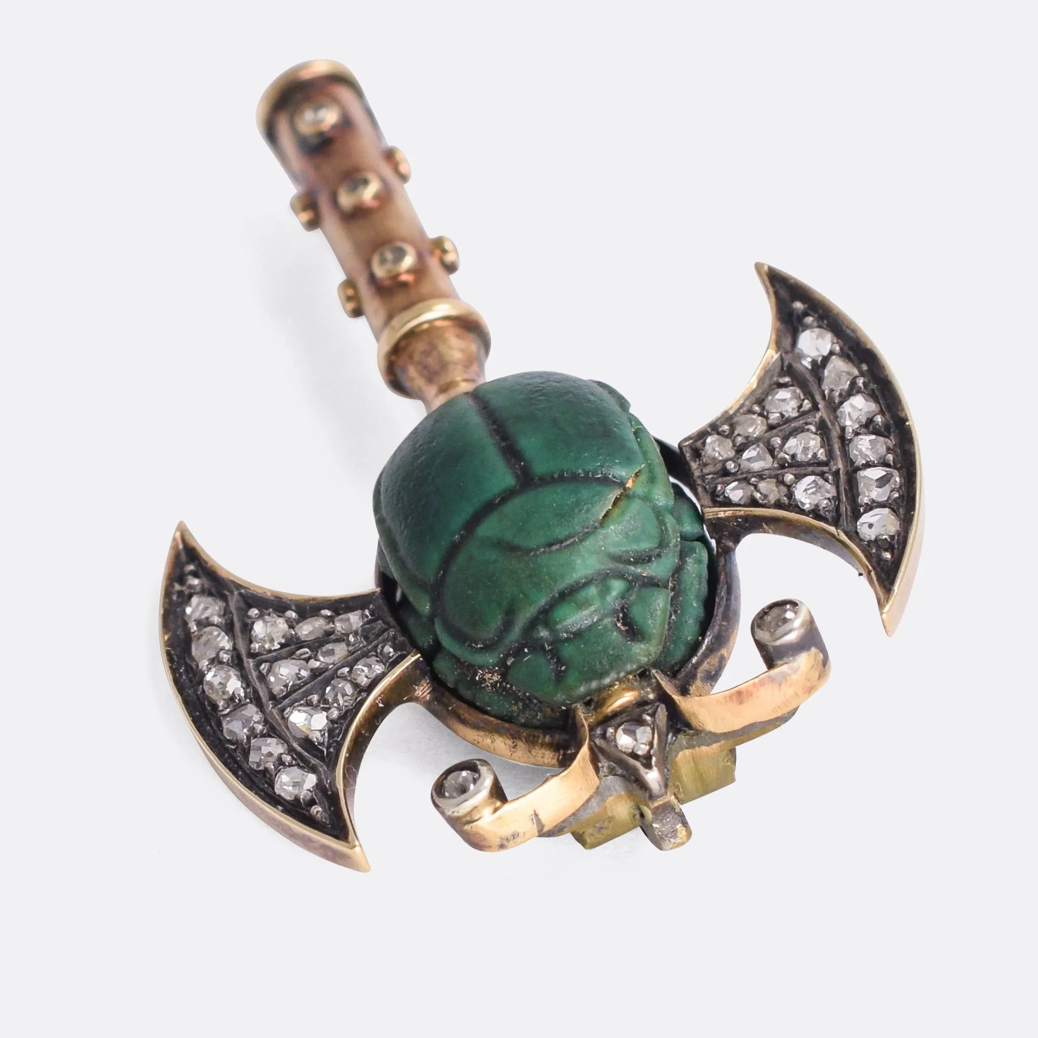 Victorian Egyptian Revival Scarab Axe Brooch