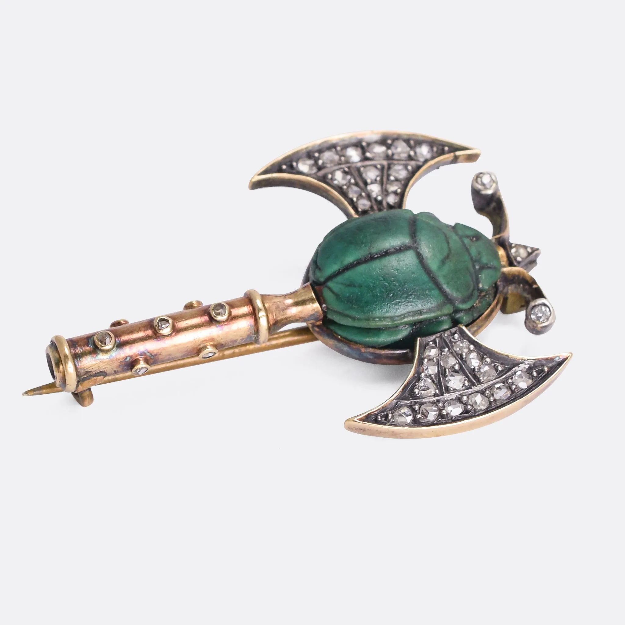 Victorian Egyptian Revival Scarab Axe Brooch