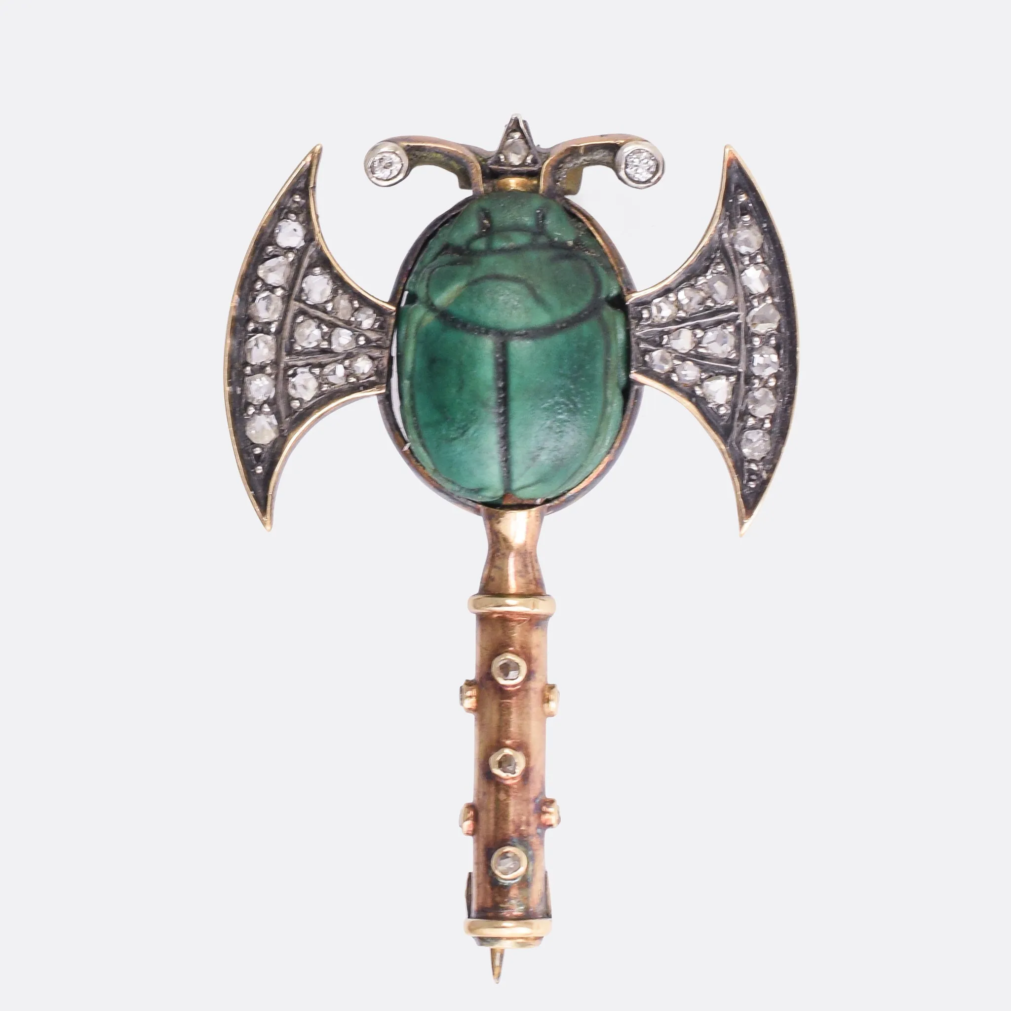 Victorian Egyptian Revival Scarab Axe Brooch