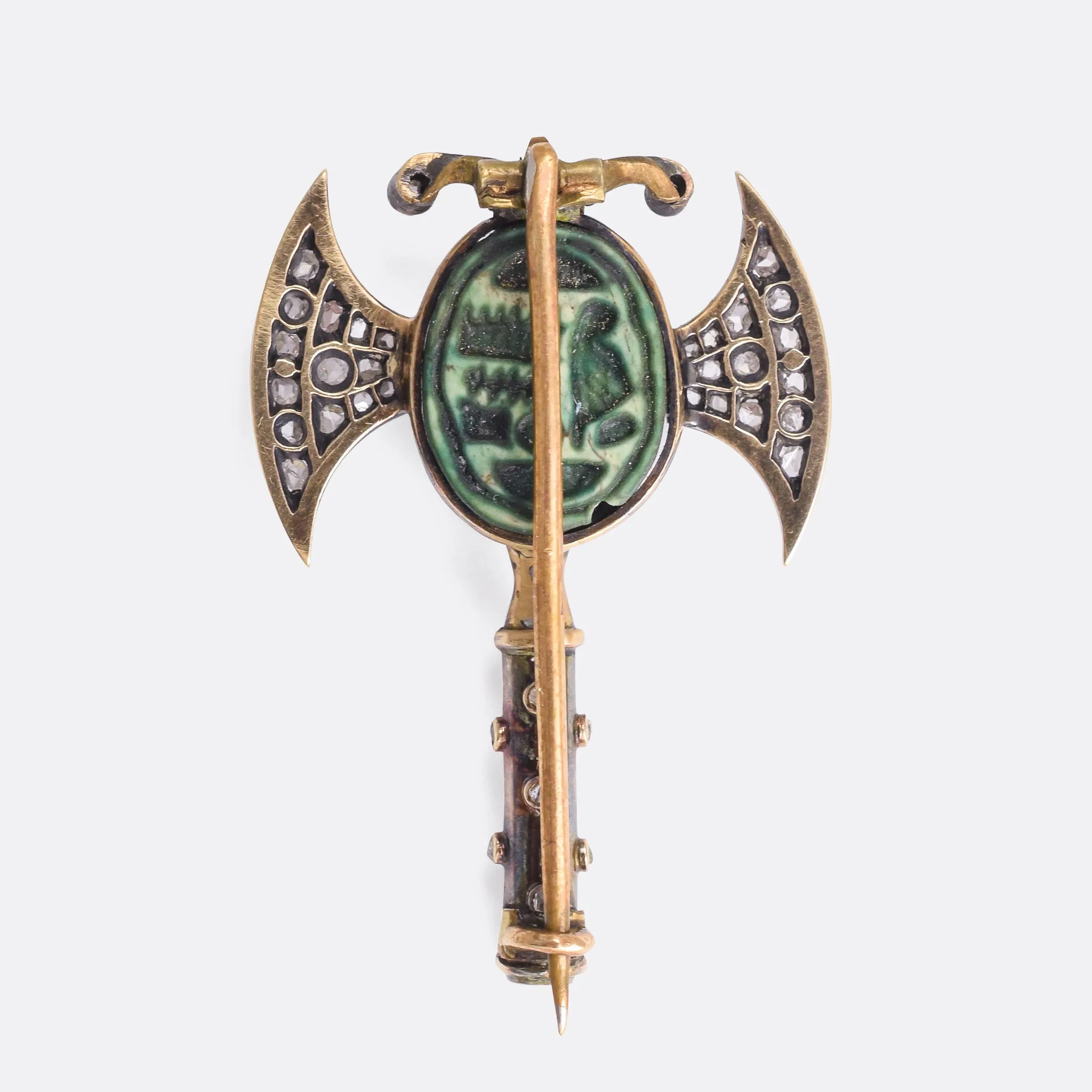 Victorian Egyptian Revival Scarab Axe Brooch