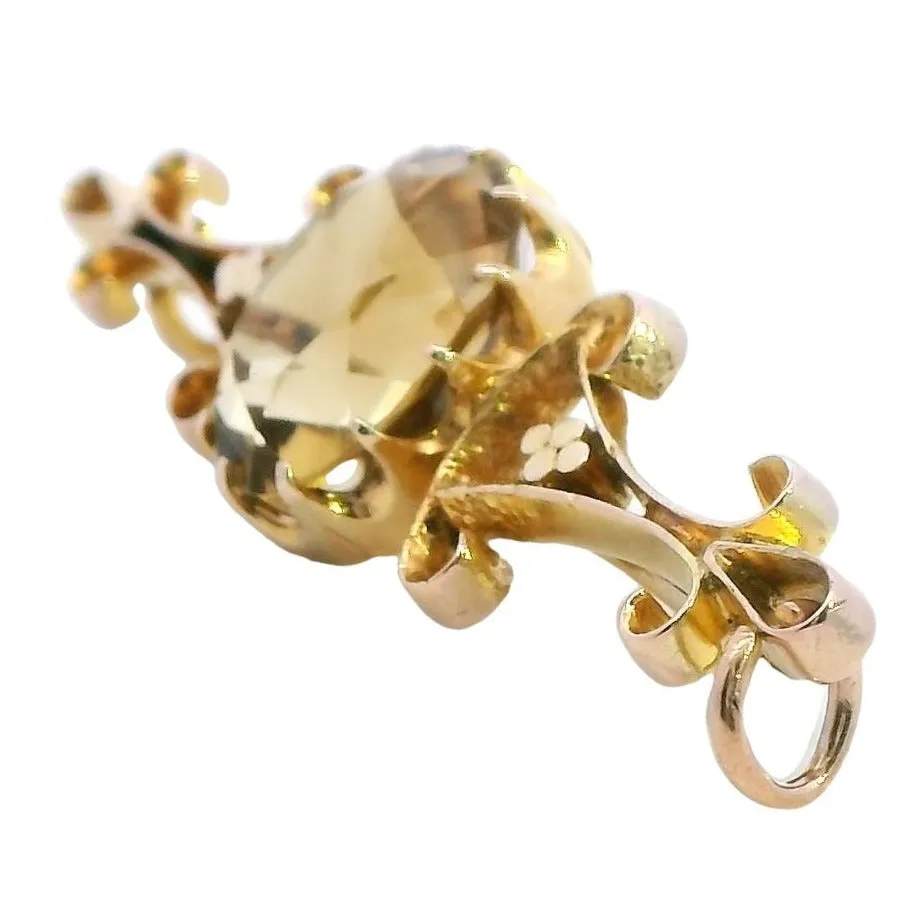 Vintage 9ct Yellow Gold Citrine Brooch: A Touch of Sunlight