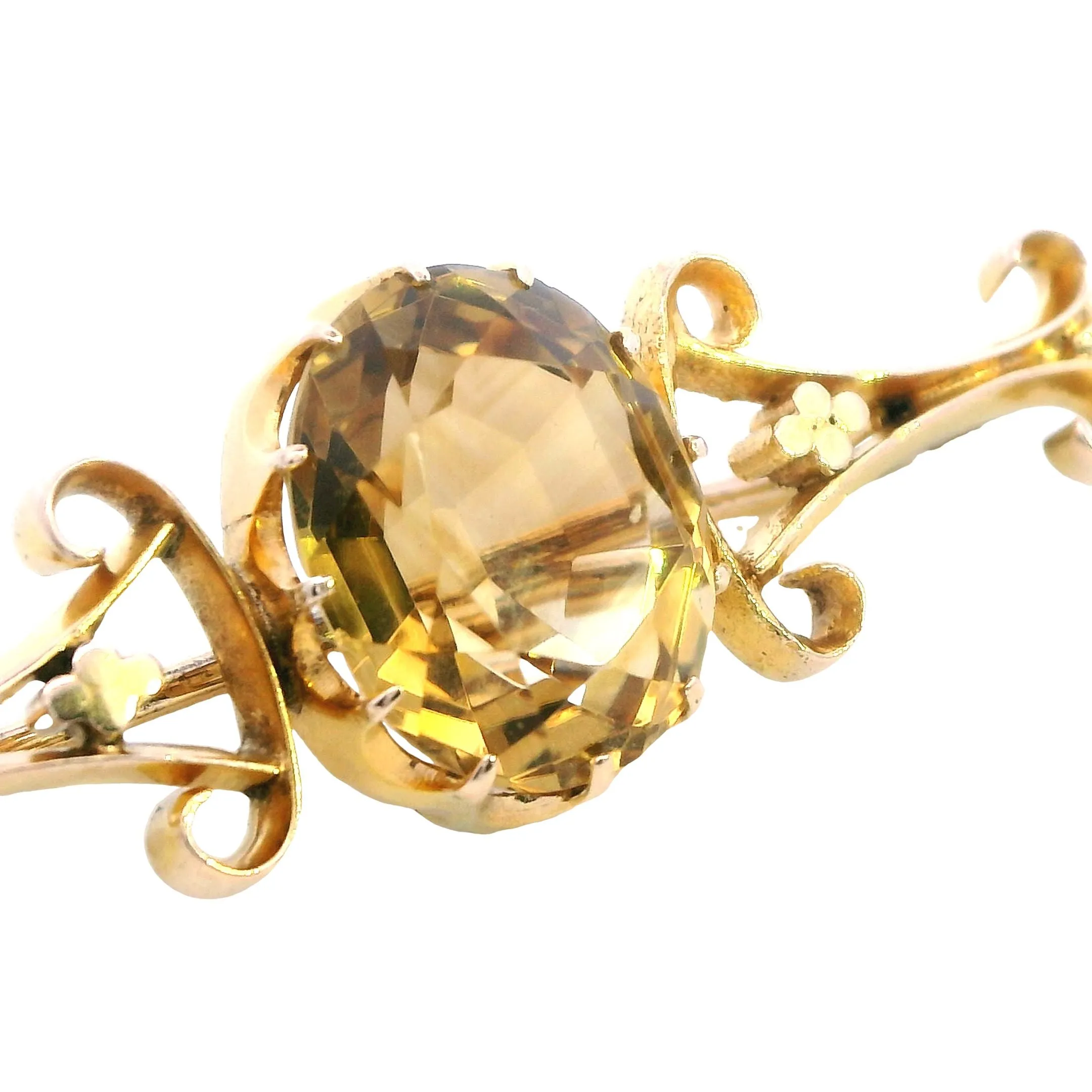 Vintage 9ct Yellow Gold Citrine Brooch: A Touch of Sunlight